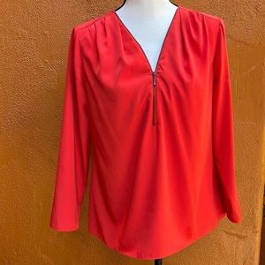 Nic + Zoe Petite Small coral red blouse